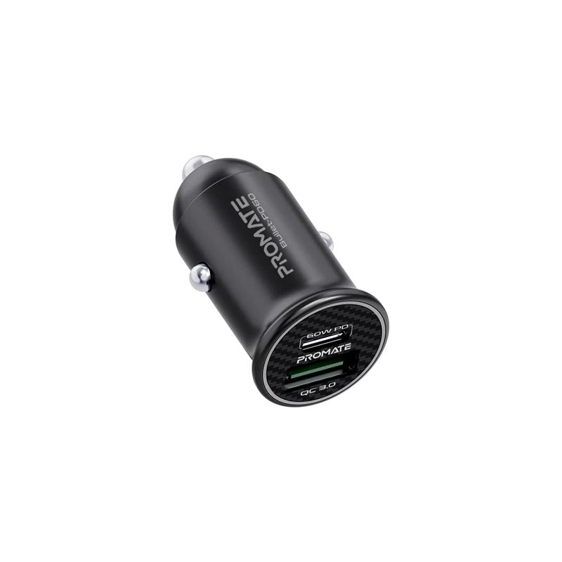 PROMATE Micro In-Car Charger with 60W Power Delivery & QC 3.0