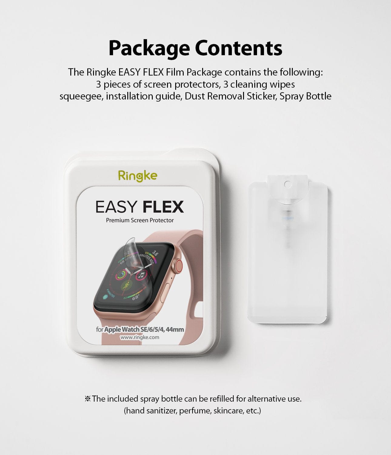 Included in the package are Easy Flex [3 Pack], wet and dry wipes, dust tape, squeegee, spray bottle, and an installation guide for your convenience.