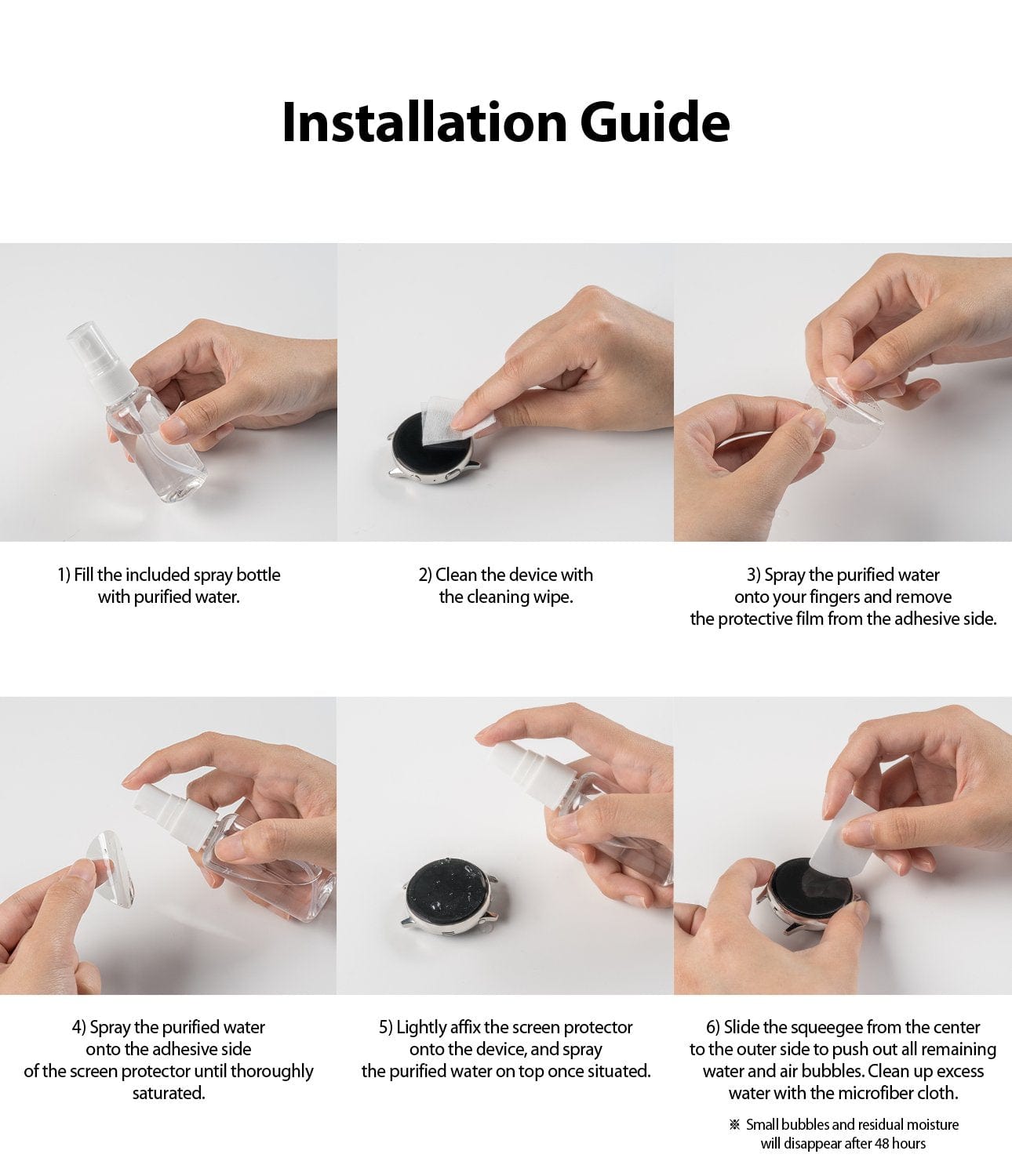 Installation guide to install the Apple Watch Screen Protector