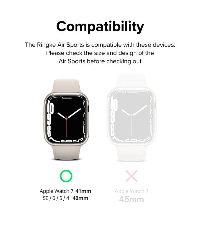 Apple Watch Series 7 /8 (41mm) and 6/SE/5/4 (40mm) Air Sports Black Case By Ringke