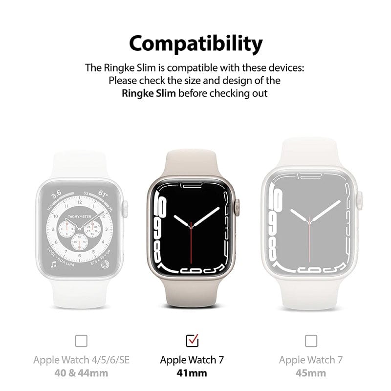 Apple Watch Series 7 / 8 (41mm) Slim Clear and Black Case By Ringke