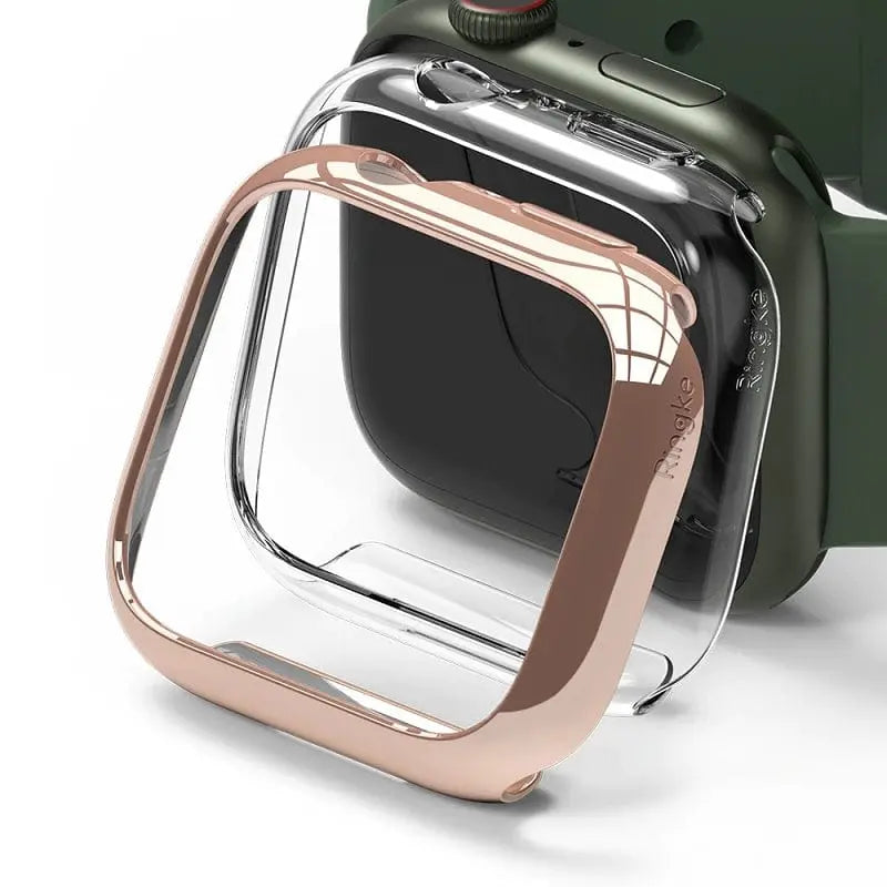 Apple Watch Series 7 / 8 (45mm) Slim Clear and Rose Gold Case By Ringke