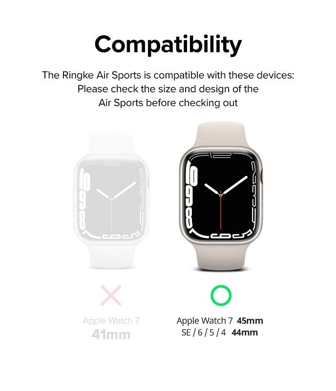 Apple Watch Series 7/8 (45mm) and 6/SE/5/4 (44mm) Air Sports Black Case By Ringke