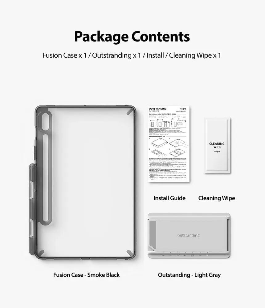 Galaxy Tab S7 / S8 Fusion Smoke Black Case with Stand By Ringke