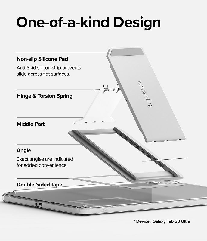 Galaxy Tab S8 Ultra Fusion Combo with Stand Clear (Light Gray) Case By Ringke