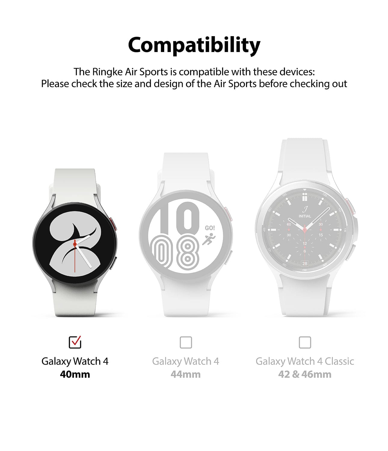 This case is specifically designed to be compatible with the Galaxy Watch 4 in the 40mm size only.