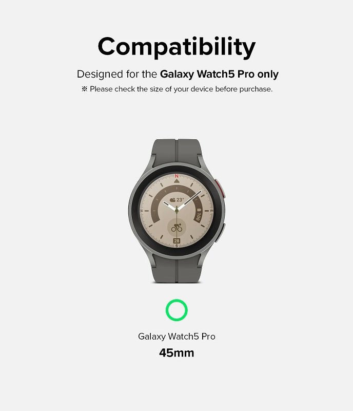 Compatible with the Samsung Galaxy Watch 5 Pro 45mm.