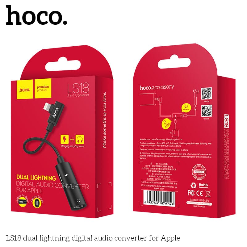 HOCO LS18 Dual Lightning Digital Audio Converter Black