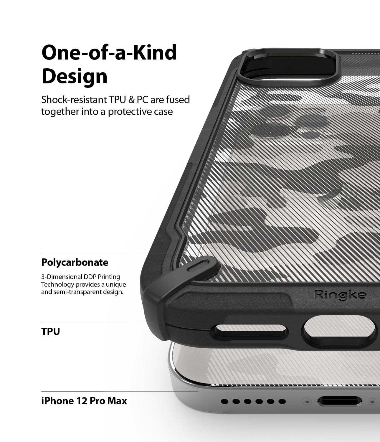 iPhone 12 Pro Max Fusion-X Camo Black Case by Ringke