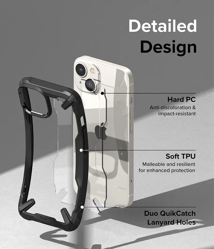 Constructed with hard PC and soft TPU materials, featuring lanyard holes for added convenience