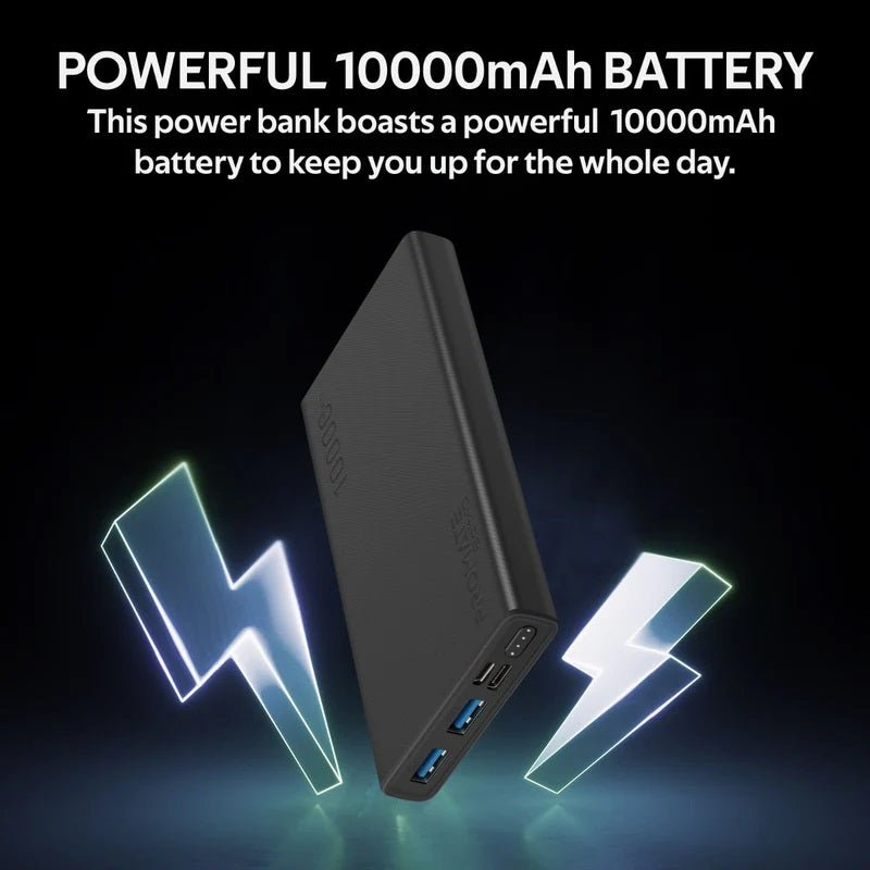 Promate 10000mAh Smart Charging Power Bank with Dual USB Output Black