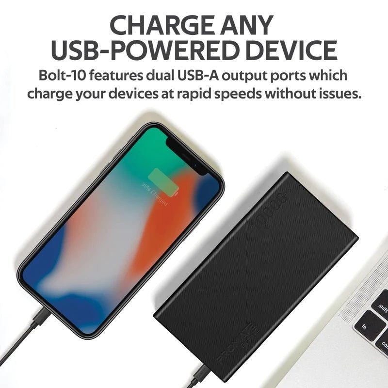 Promate 10000mAh Smart Charging Power Bank with Dual USB Output Black