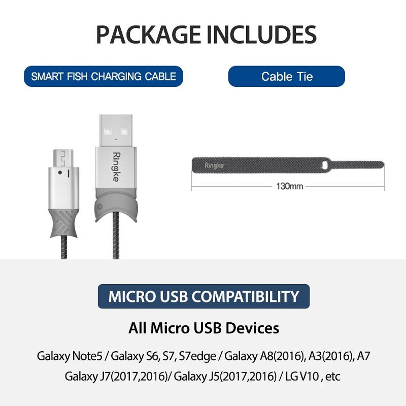 Ringke Smart Fish Charging Cable 1.2M Micro USB Cable