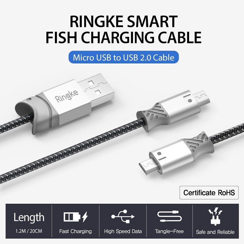 Ringke Smart Fish Charging Cable 1.2M Micro USB Cable