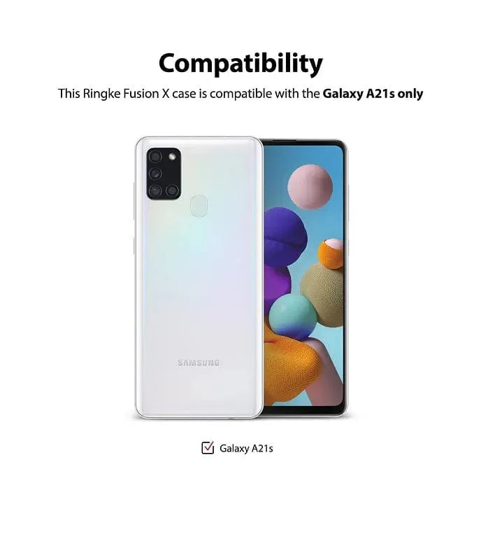 Ringke FusionX case is compatible with Galaxy A21s