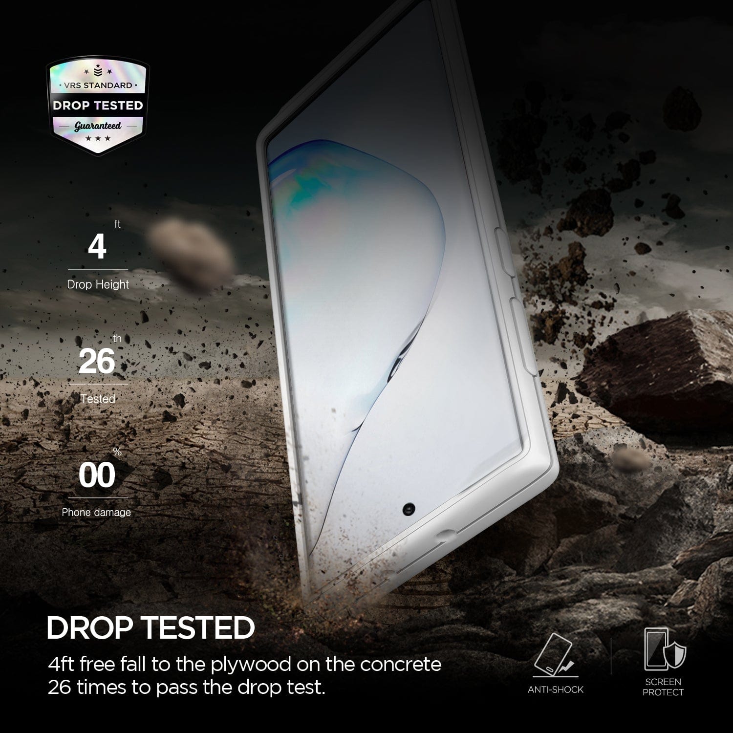 Samsung Galaxy Note 10 Damda Glide Shield Case White Marble