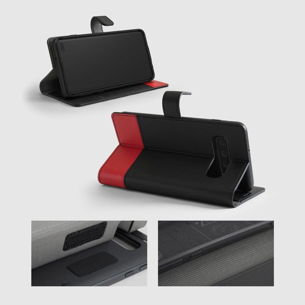 Samsung Galaxy S10 Wallet Leather Black/Red Case By Ringke
