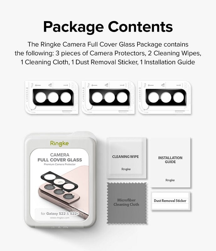 Our package includes three camera protectors, ensuring you have ample replacements for your Samsung Galaxy S22 and S22+