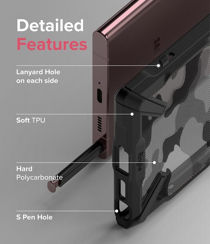 Samsung Galaxy S22 Ultra Fusion-X Design Camo-Black Case By Ringke