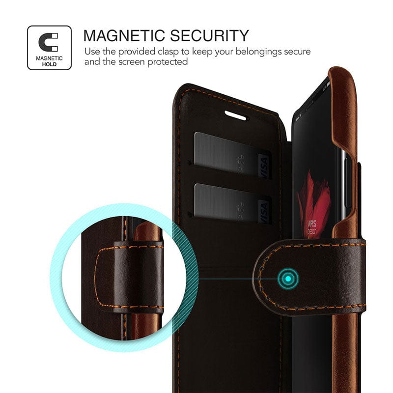 VRS Design iPhone X / XS Layered Dandy Wallet Case Brown
