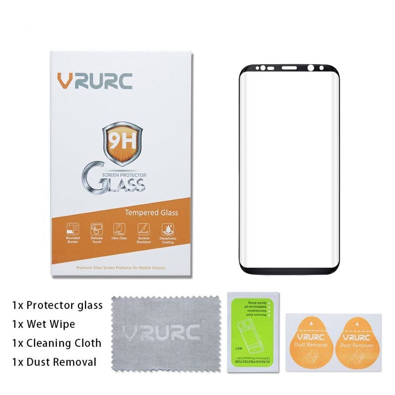 VRURC Galaxy S8 Tempered Glass Screen Protector Black