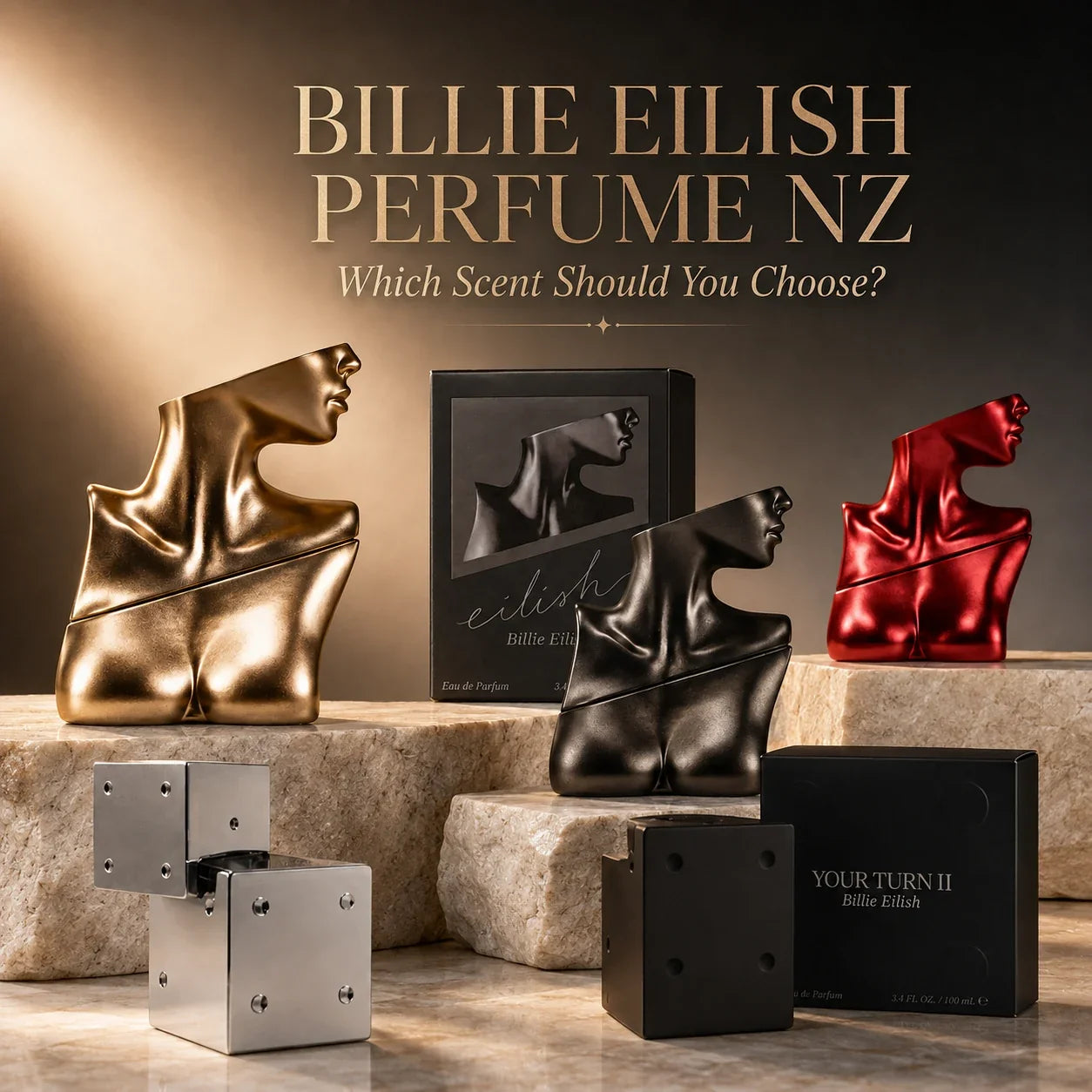 Billie Eilish perfume NZ guide comparing Eilish, No.2, No.3, Your Turn and Your Turn II fragrances