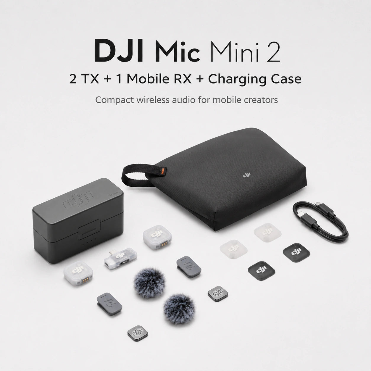 DJI Mic Mini 2 2 TX 1 Mobile RX Charging Case product kit at Gadgets Online NZ