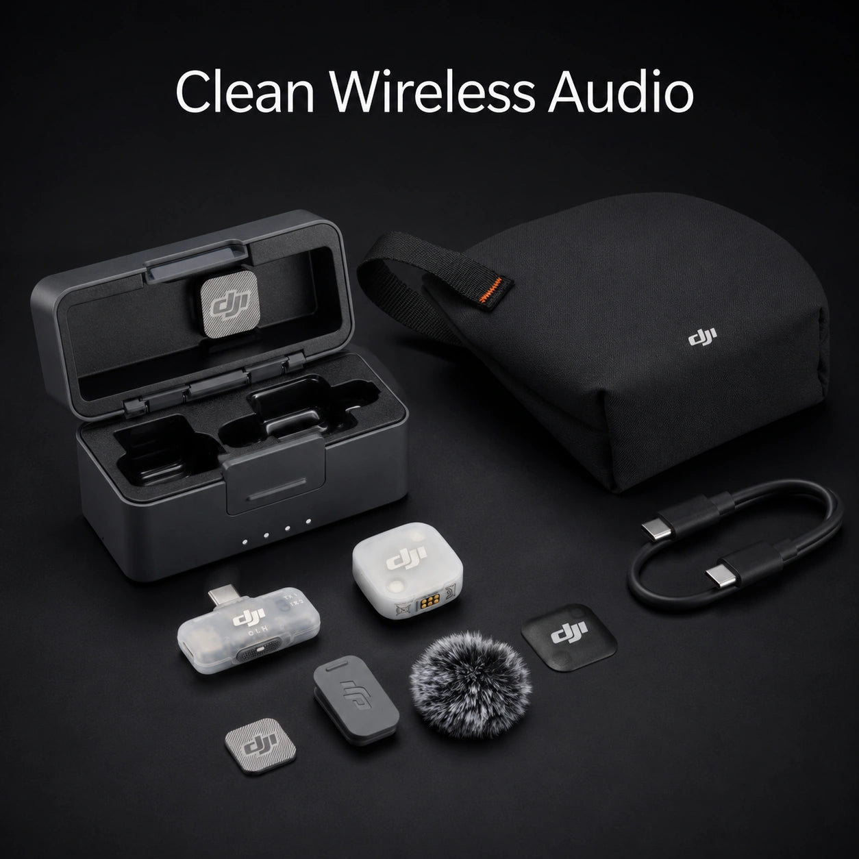 DJI Mic Mini 2 1 TX 1 Mobile RX charging case accessories layout at Gadgets Online NZ