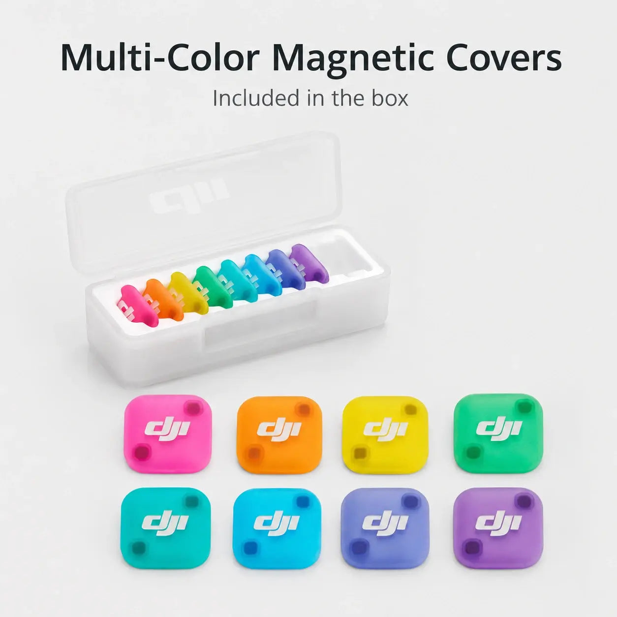 DJI Mic Mini 2 multi-color magnetic covers included in the box at Gadgets Online NZ