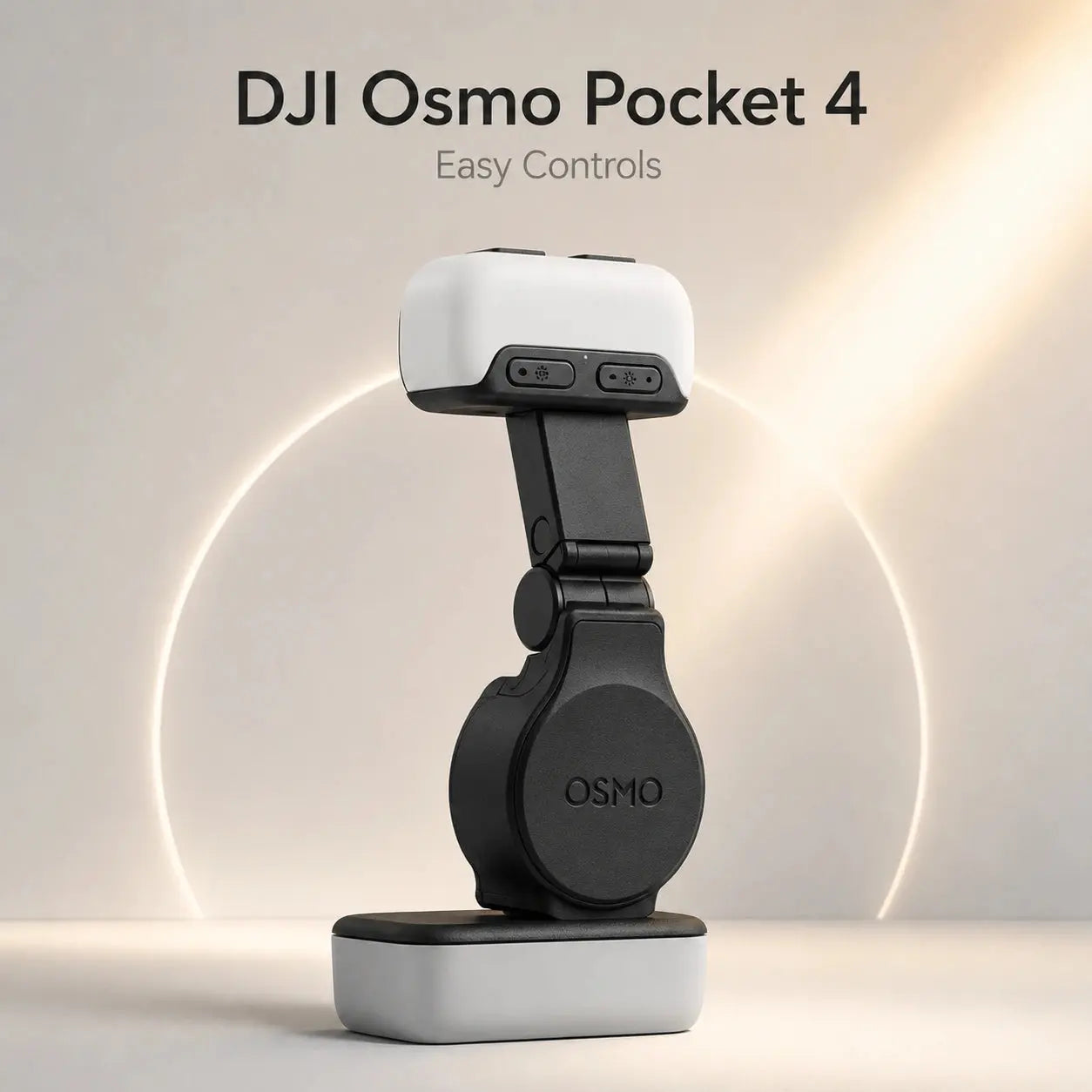 DJI Osmo Pocket 4 Fill Light accessory showcase with modern graphic background at Gadgets Online NZ