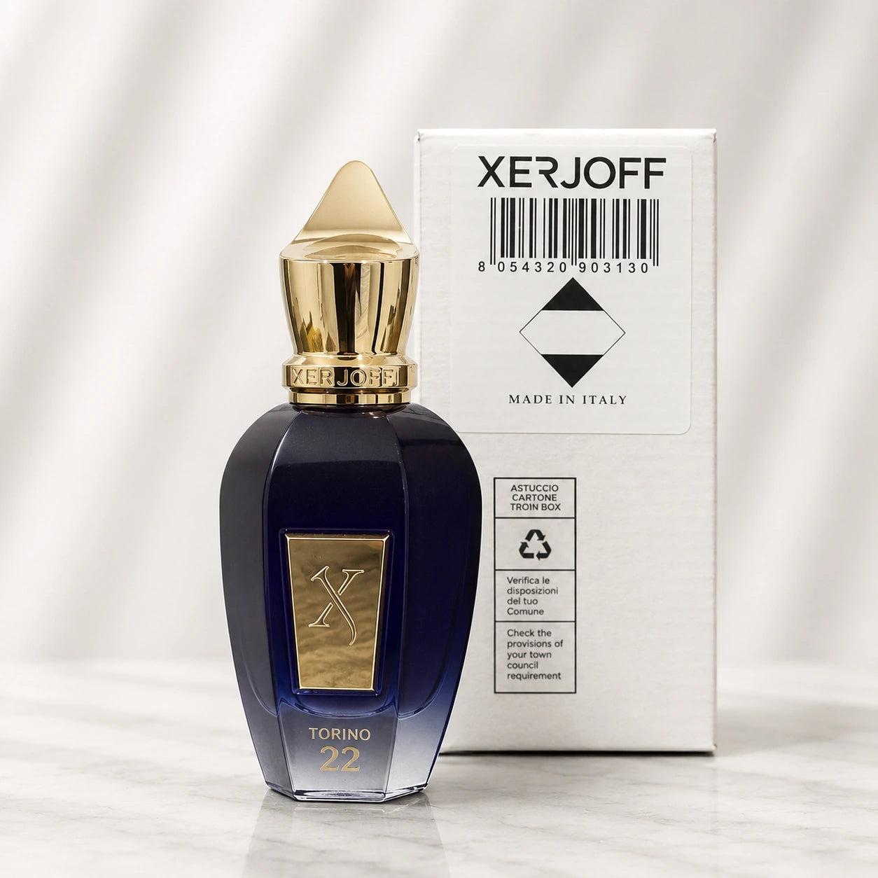 Xerjoff Torino22 EDP 50ml tester bottle with gold cap and plain tester box
