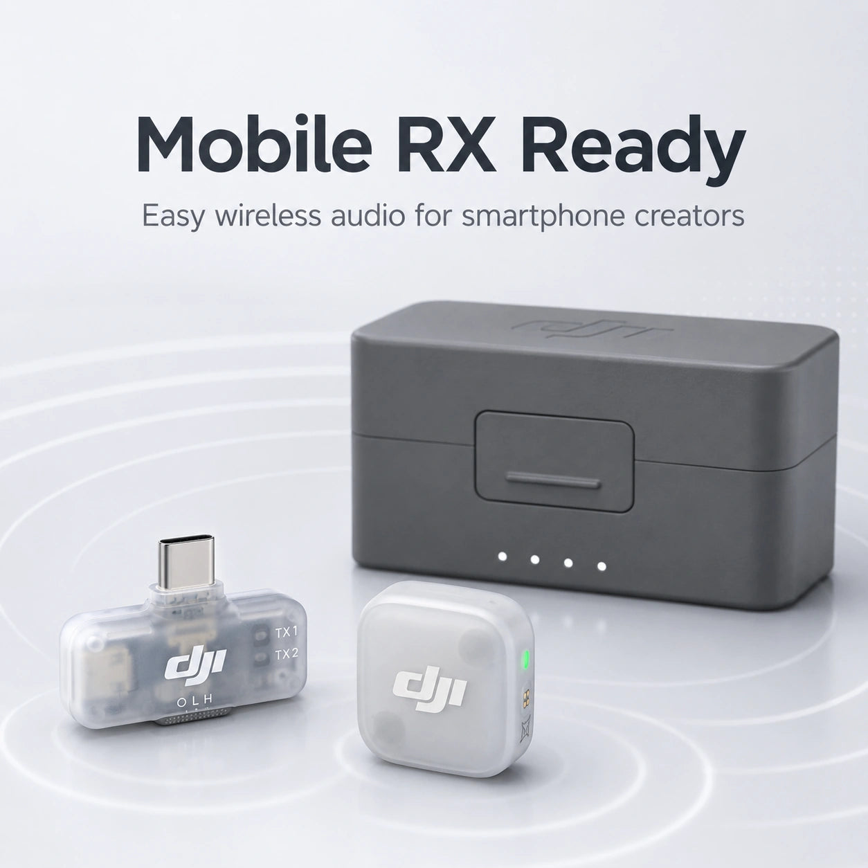 DJI Mic Mini 2 mobile receiver setup and charging case at Gadgets Online NZ