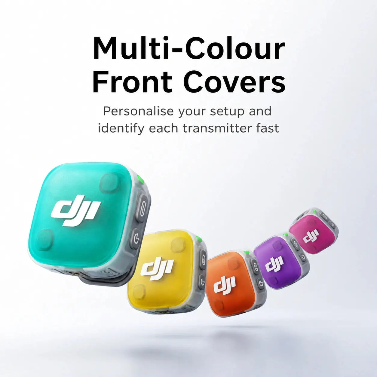 DJI Mic Mini 2 multi-colour front covers for transmitter identification and creator style