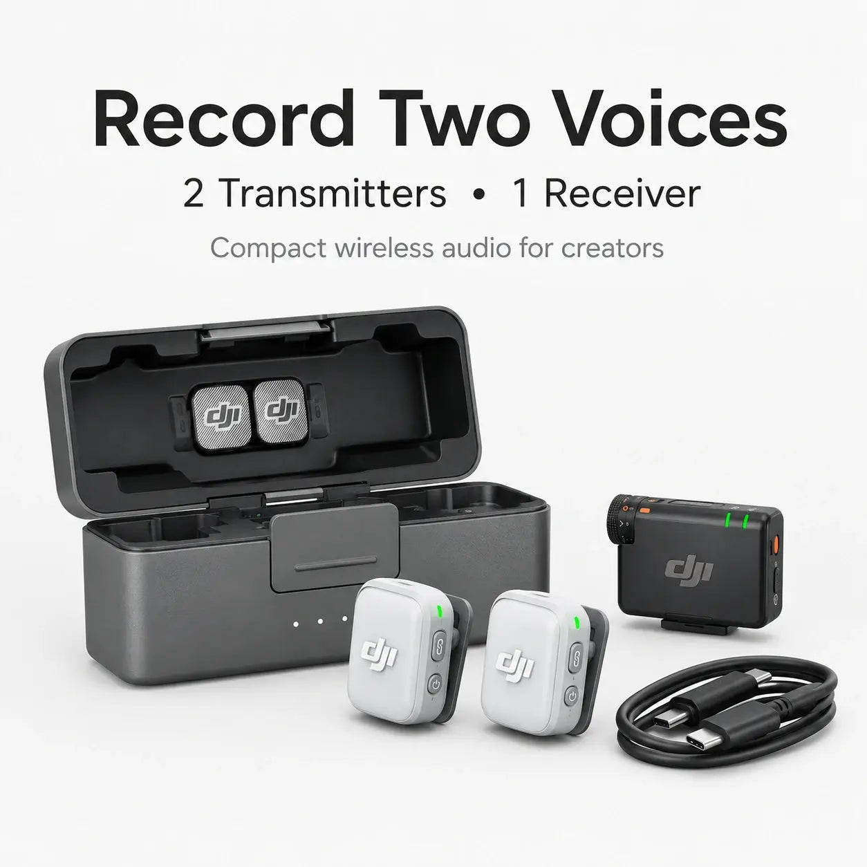 DJI Mic Mini 2 two transmitters and one receiver wireless microphone kit for creators