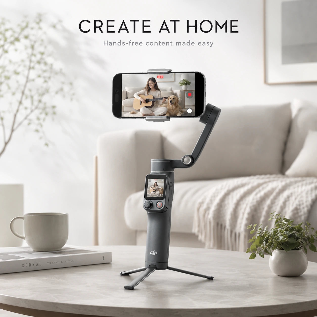 DJI Osmo Mobile 8P Standard Combo used for easy at-home content creation in a lifestyle setup at Gadgets Online NZ LTD