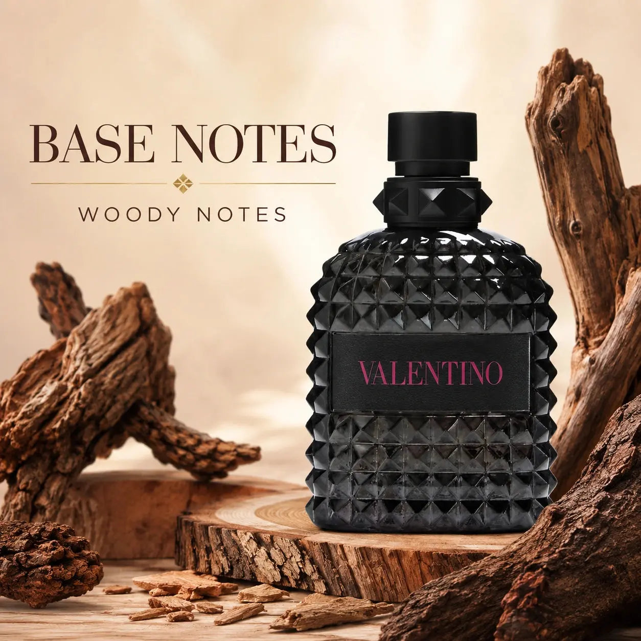 Valentino Uomo Born In Roma Extradose Parfum base notes image with woody notes at Gadgets Online NZ