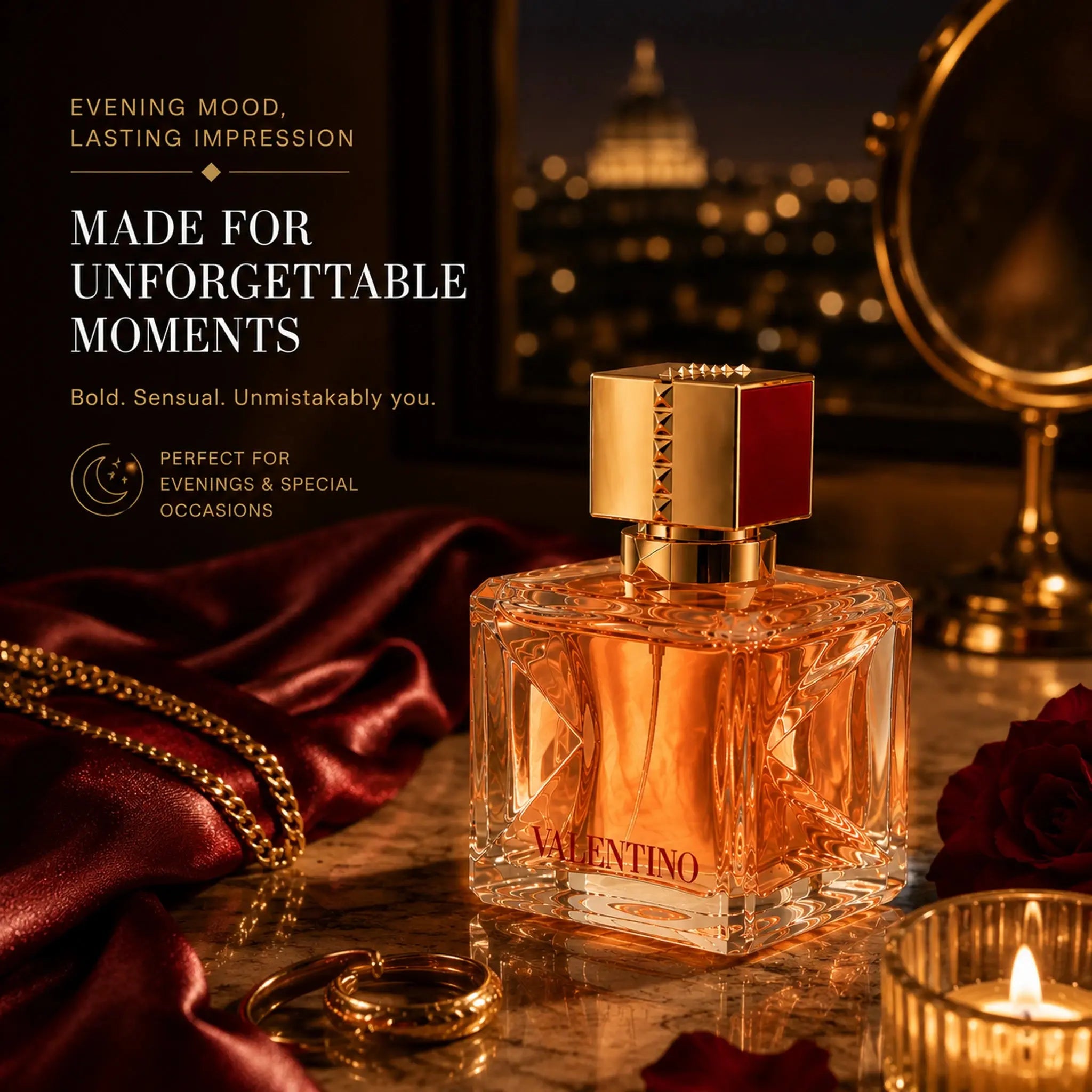 Valentino Voce Viva Intensa evening mood luxury still life perfume image at Gadgets Online NZ