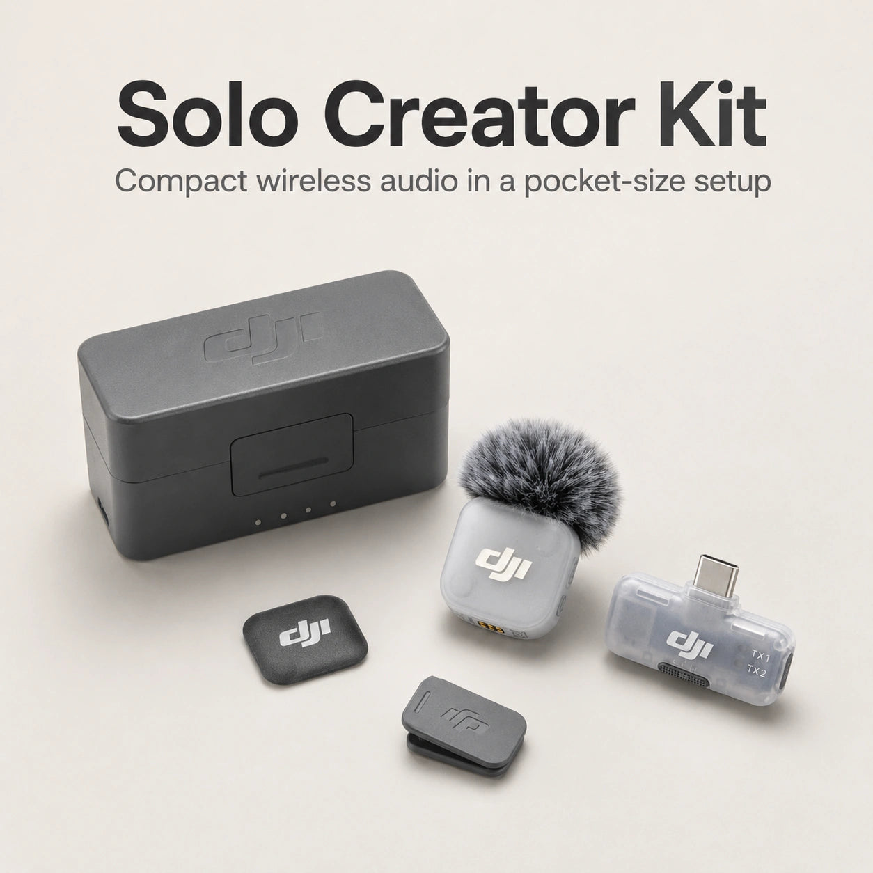 DJI Mic Mini 2 solo creator kit essentials flat lay at Gadgets Online NZ