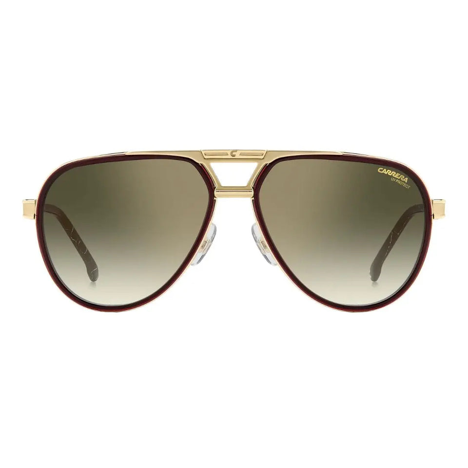 Carrera 1076/S men's hexagonal pilot Gold-framed sunglasses with a gradient lens on a white background