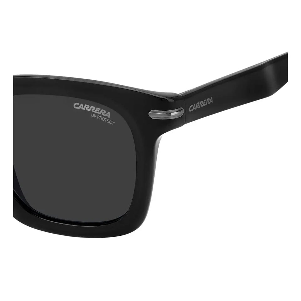 Carrera 365/S men's rectangular Black Carrera sunglasses with dark lenses on a white background