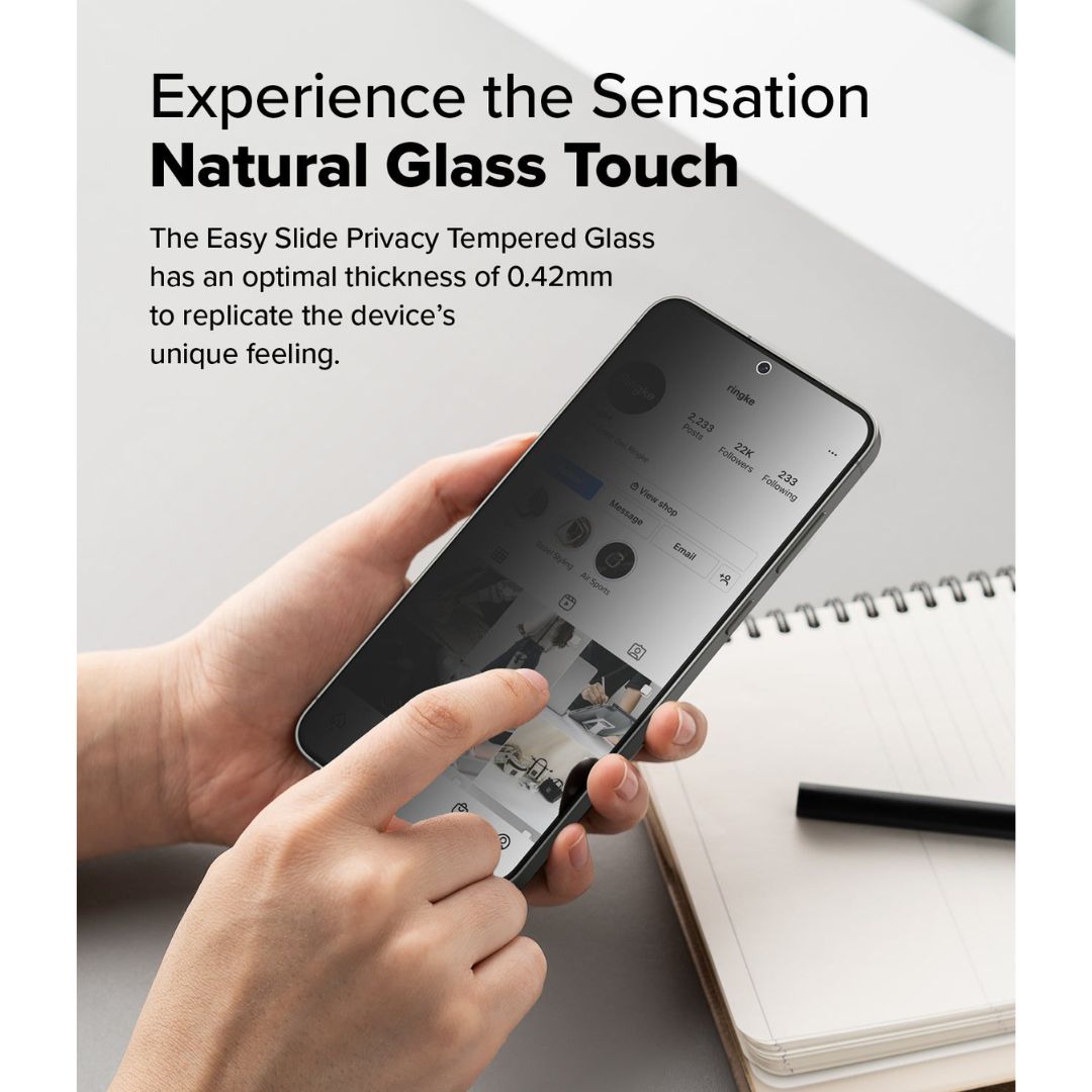 Front visibility view showing screen clarity with privacy film
