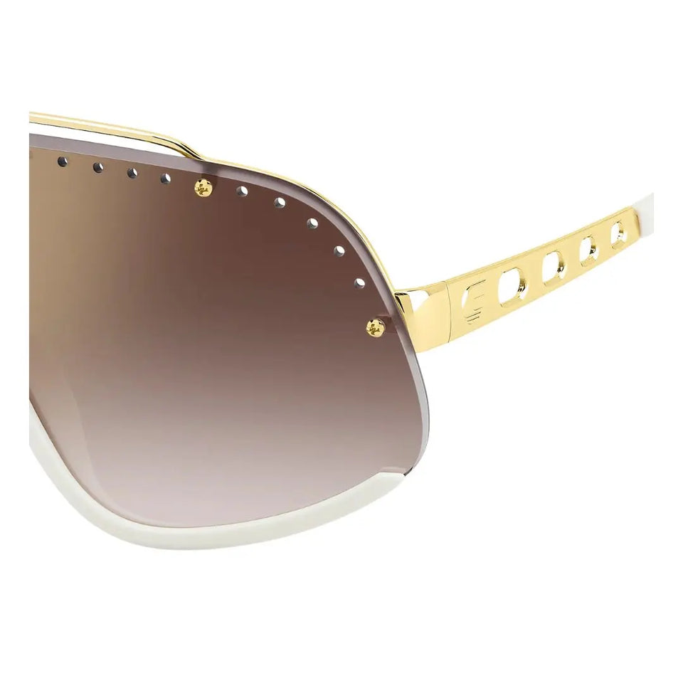 Side look Carrera Flaglab 16 unisex mask Gold-framed sunglasses with gradient lenses on a white background