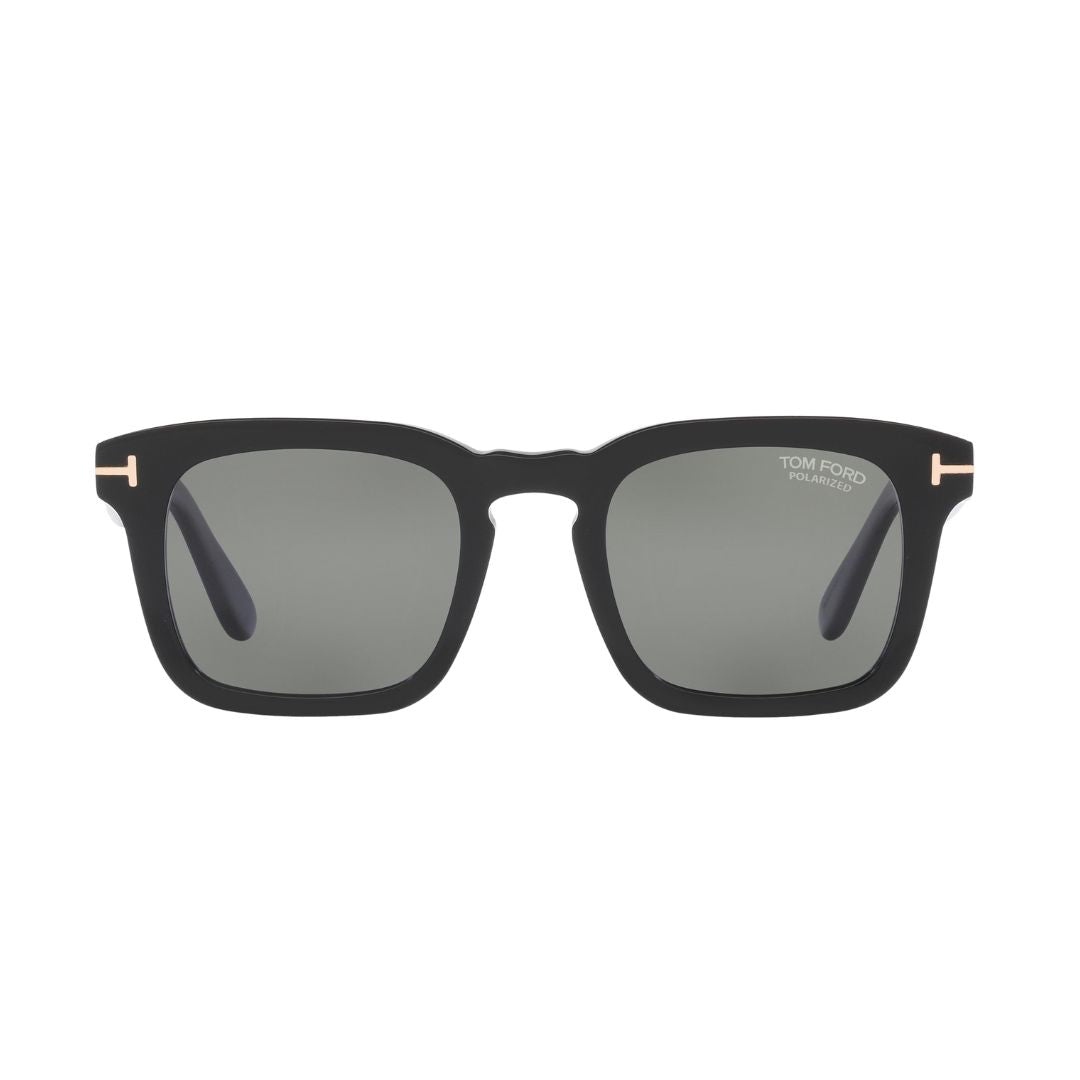 Tom Ford FT0751 Black sunglasses with gold accents on a white background