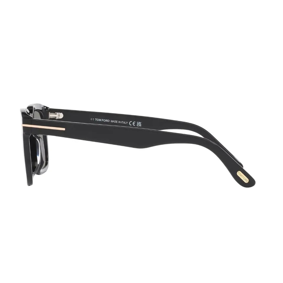Tom Ford FT0751 Black sunglasses with gold accents on a white background