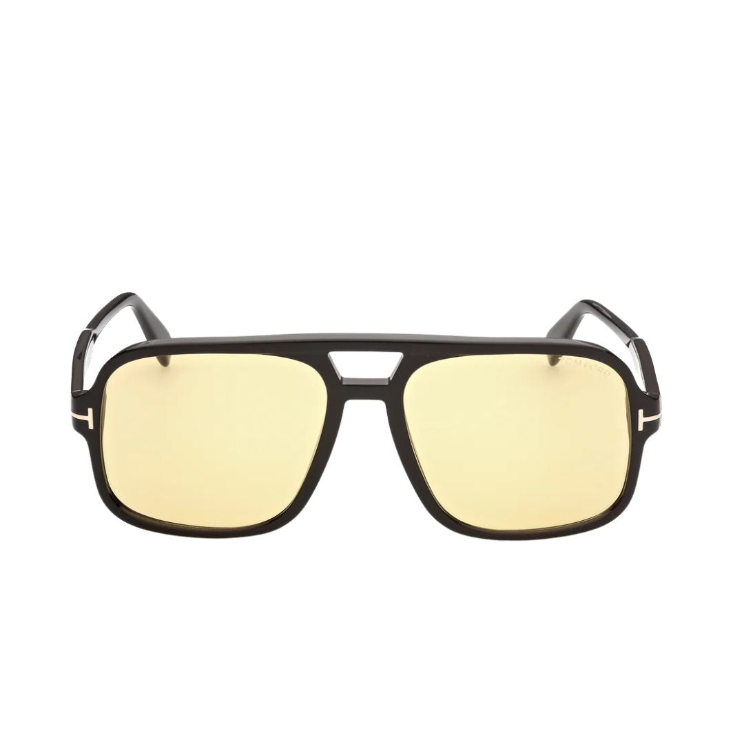 Tom Ford FT0884 Falconer Sunglasses with yellow lenses and black frame on a white background