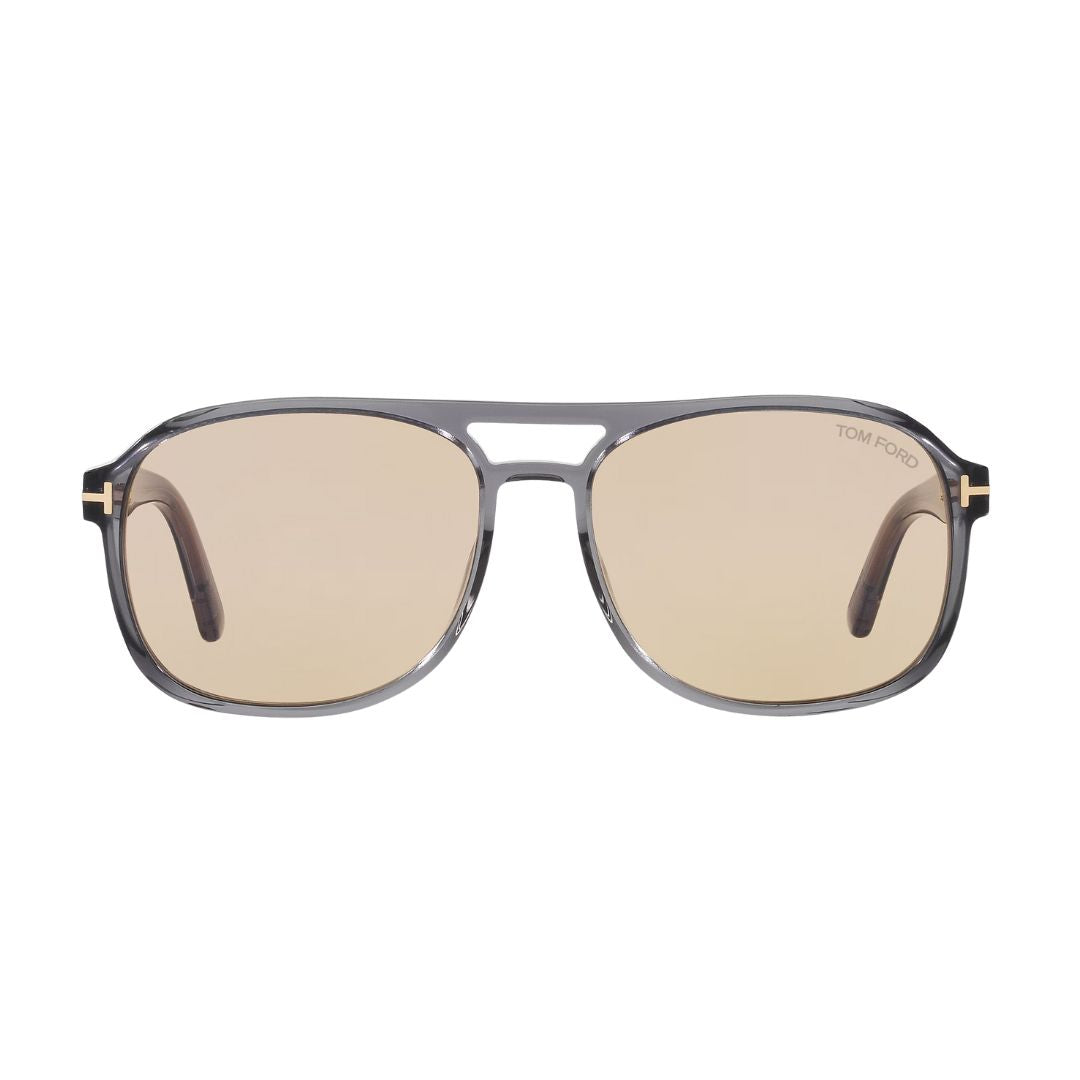 Tom Ford Tom Ford FT1022 Rosco sunglasses with gold lenses and gray frame on a white background