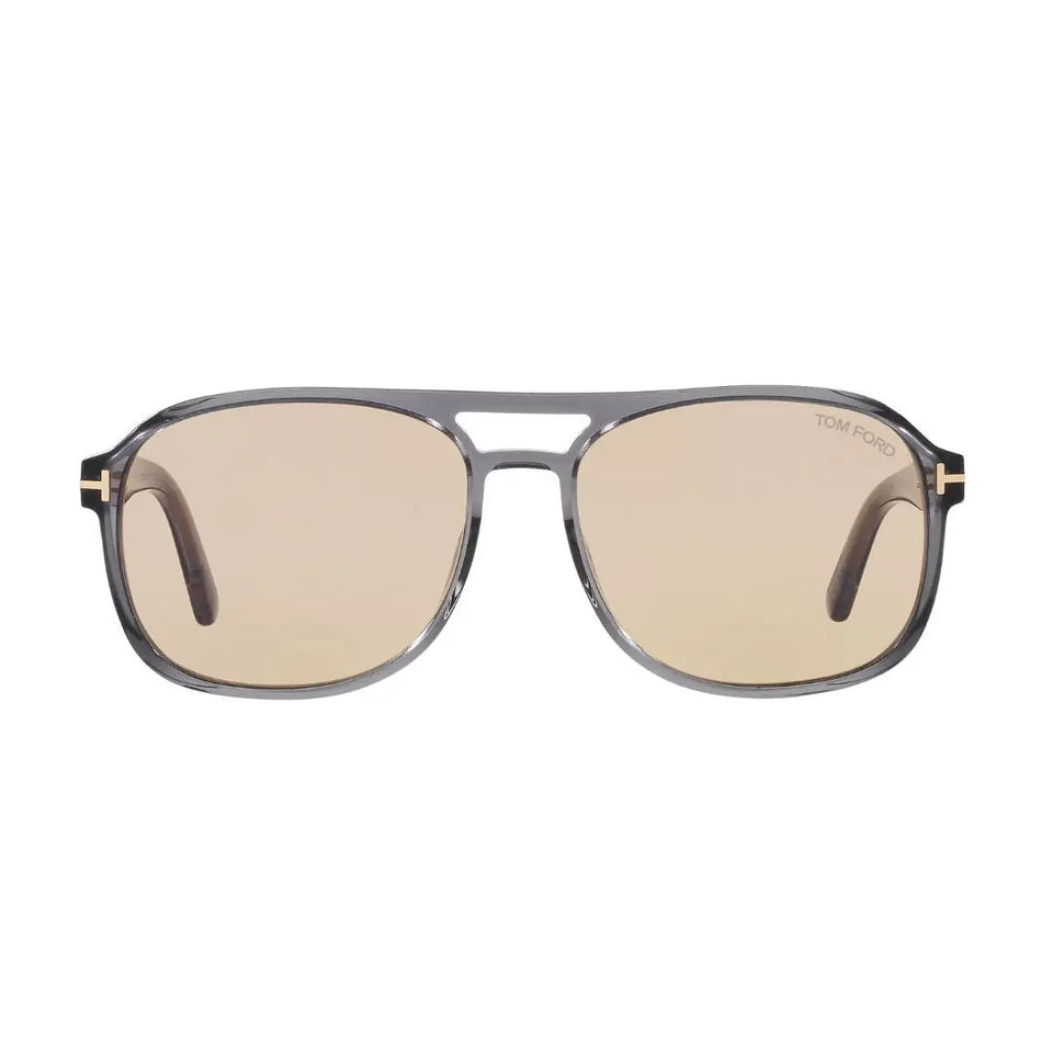 Tom Ford Tom Ford FT1022 Rosco sunglasses with gold lenses and gray frame on a white background