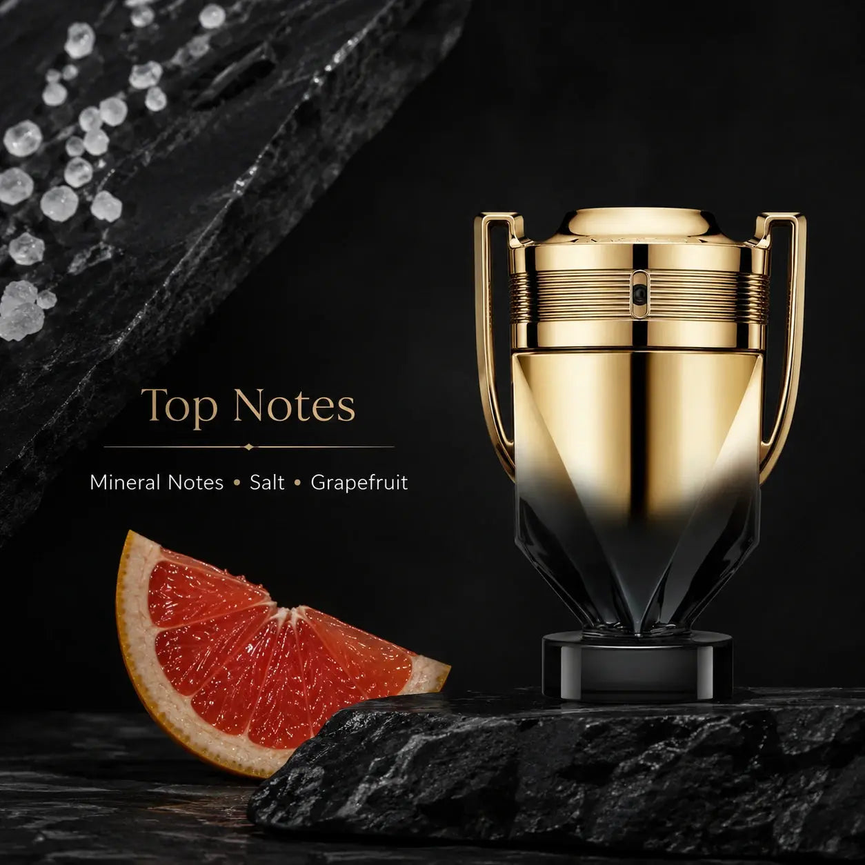 Rabanne Invictus Elixir Parfum 50ml with mineral, salt and grapefruit inspired elements in a clean luxury fragrance composition.
