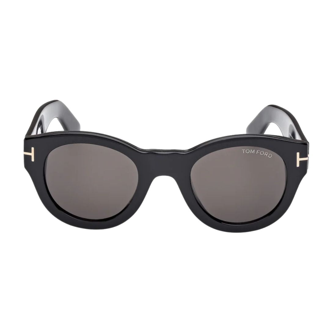Tom Ford FT1212 Lucinda unisex Black sunglasses with silver accents on a white background 
