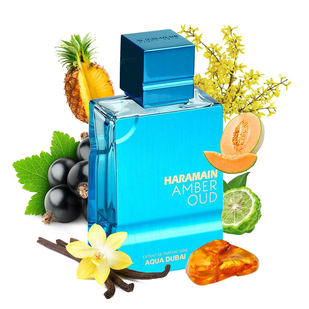 Al Haramain Amber Oud Aqua Dubai Extrait de Parfum 100ml - fragrance-note presentation